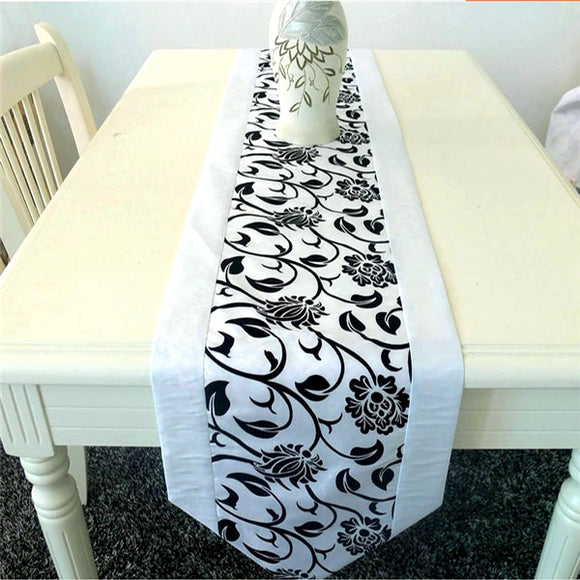 Flocking Damask Table Runner Cloth Wedding Decoration