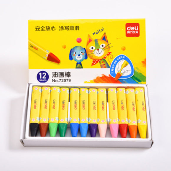 Deli Wax Crayon Kids Painting Stick Color Gel Pen 12/24/36/48 Colors