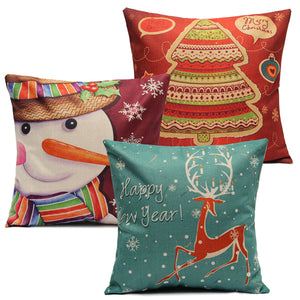 Christmas Series Linen Cotton Throw Pillow Case Sofa Car Cushion Cover Home Decoration