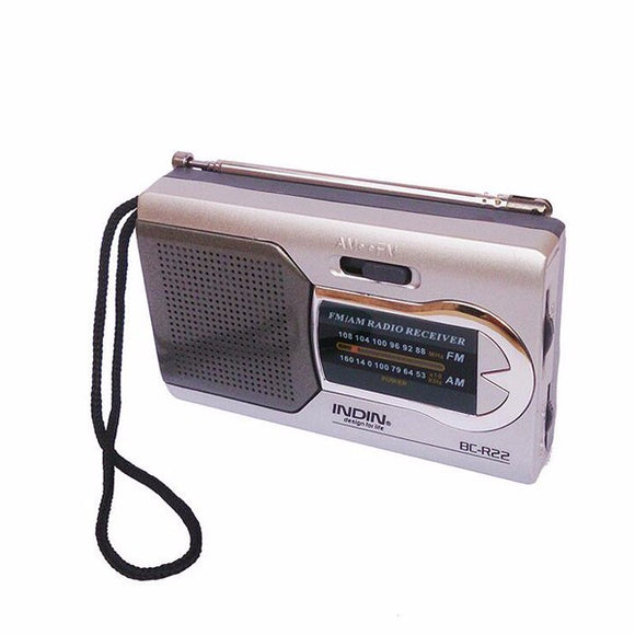 Indin BC-R22 Slim AM/FM Mini Portable World Receiver Stereo Speakers Music Player