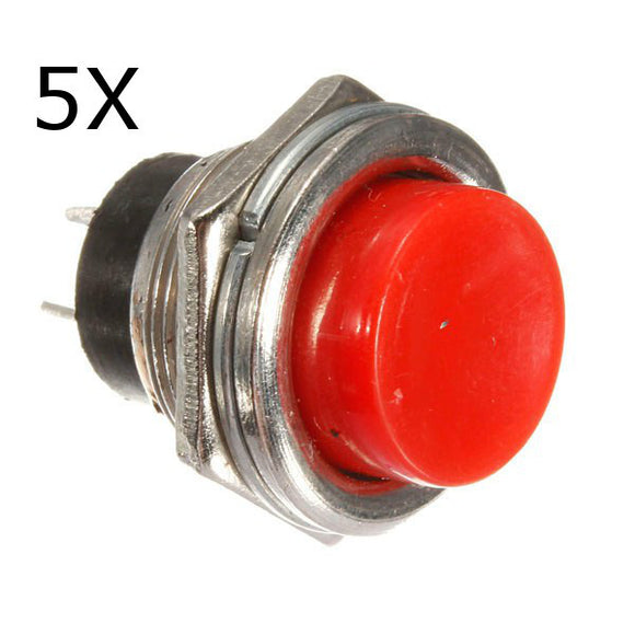 5Pcs 3A 125V Momentary Push Button Switch OFF-ON Horn Red Plastic