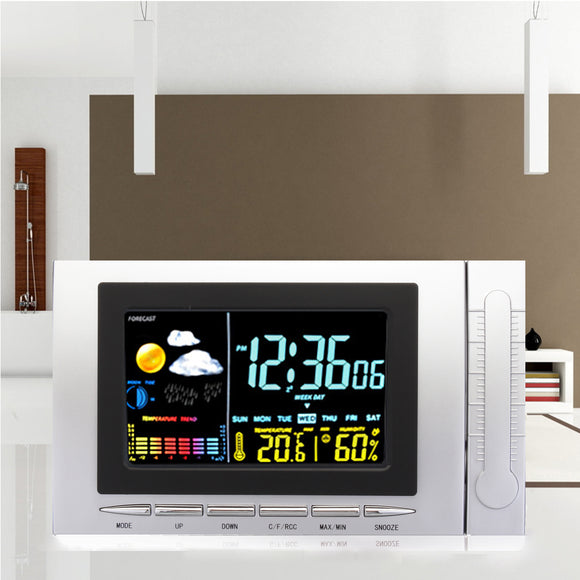 Classic Weather Station Alarm Clock Color Screen Backlight Temperature Display