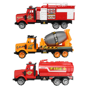 Baby Kids Fire Tanker Truck Construction Agitating Lorry Vehicle Cars Model Toys for Kids Children Toddlers Boys Gift