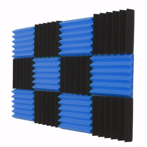 12 Pcs Black Blue Pyramid Acoustic Soundproofing Foam Tile Studio Panel 2x12"x12"