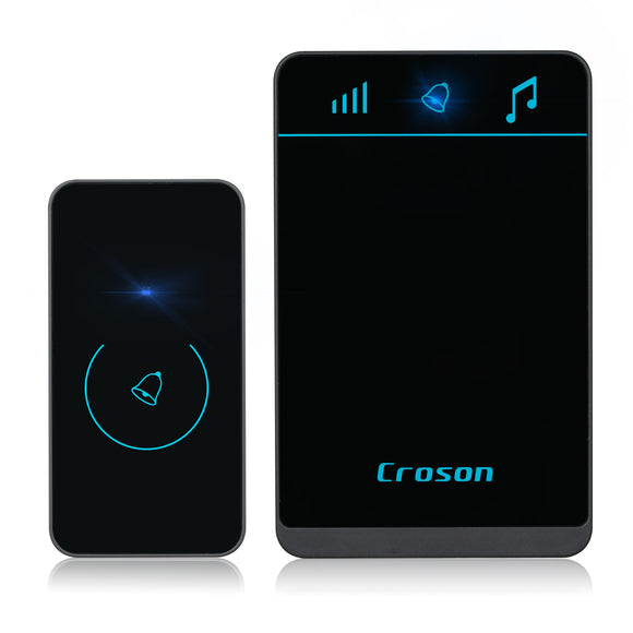 Croson Wireless Remot Control 2 in 1 Touch Screen LED Waterproof Black Music Smart Home Doorbell