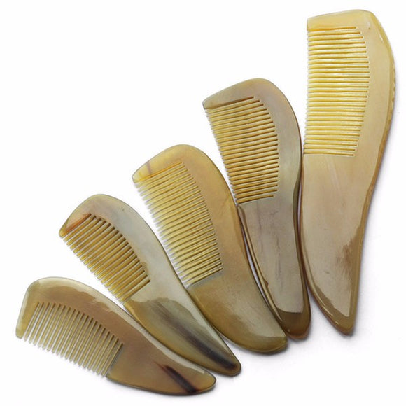 4 Sizes Natural Oxhorn Comb Hairbrush Anti-Static Smooth Massage Head