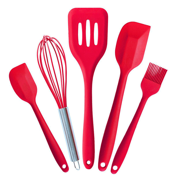 KCASA KC-SD6 5 Pieces Non-stick Silicone Baking Set Kitchen Cooking Utensils Spatula Slotted Turner