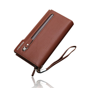 Men Universal 5.5in Mobile Phones Purse Pu Leather Wallet Coin Pocket Card Holder