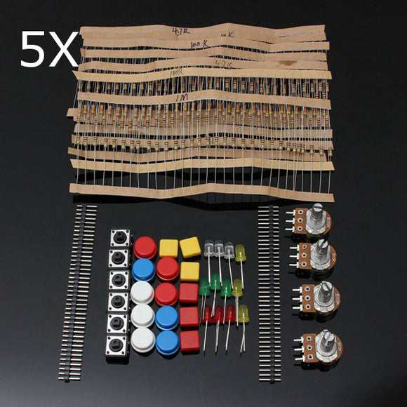 5Pcs Electronic Parts Component Resistors Switch Button Kit For Arduino