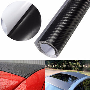 3D Carbon Fiber Vinyl Car Wrap Sheet Roll Film Sticker Decal DIY 100x12" Black"