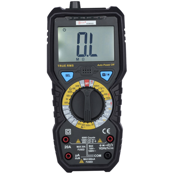 BSIDE ADM08D 6000 Counts True RMS Digital Large LCD Multimeter with Temperature Measurement