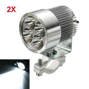 2pcs 12W 6000K LED Daylight Headlamp Spot Lightt Chrome For Motorcycle Scooter Car Truck Van