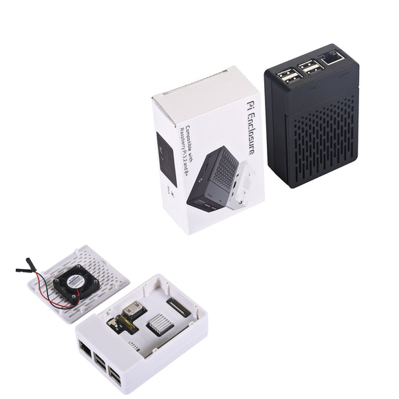Black/White Assembled Exclouse Case + Quiet Cooling Fan + Heatsink Support GPIO or Camera