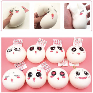 8PCS 10cm Squishy Buns Slow Rising Girl Cute Kawaii Faces Emoji Phone Bag Straps Pendant