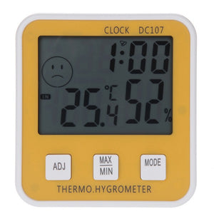 DC107 Large Digital LCD Indoor Temperature Humidity Meter Thermometer Hygrometer Clock Time