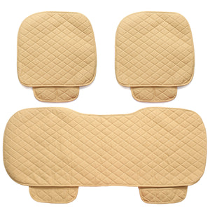 3Pcs Car Seat Cover Universal PU Leather Protector Cushion Front Rear