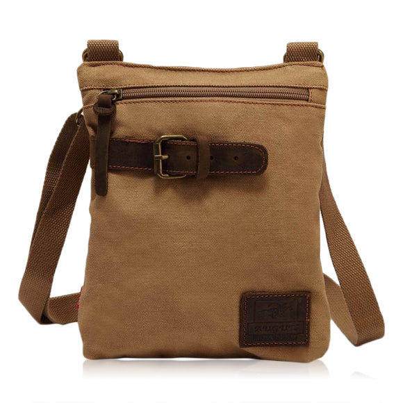 AUGUR Men's Canvas Leather Leisure Shoulder Bag Vintage Style Crossbody Chest Pack