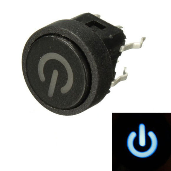 10Pcs Blue LED Power Symbol Momentary Latching Switch LED Light Push Button SPST