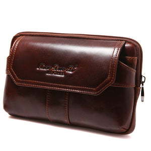 Men Genuine Leather Clutches Bag Belt Waist Phone Bag for 7 inches Phones