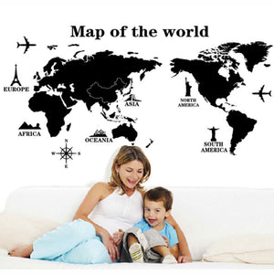 Removable Poster Letter World Map 3D Art Decor Vinyl Wall Sticker Living Room Office Decorations