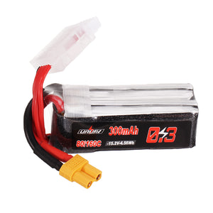 URUAV 15.2V 300mAh 80C/160C 4S Lipo Battery XT30 Plug for RC Drone