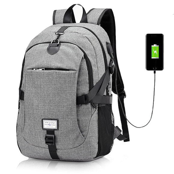 IPRee 49x32x16cm Canvas Anti Theft Travel Backpack with USB Charging port Portable Rechargeable Bag