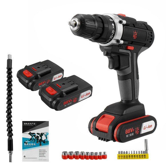 88VF Cordless Lithium Electric Drill 25+1 Gear Power Drill 20-30Nm Rechargable Power Tool With 1 Or 2 Batteries