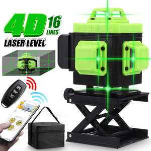 16/12/8 Line 4D 360 Horizontal Vertical Cross Green Light Laser Level Self-Leveling Measure APP Control