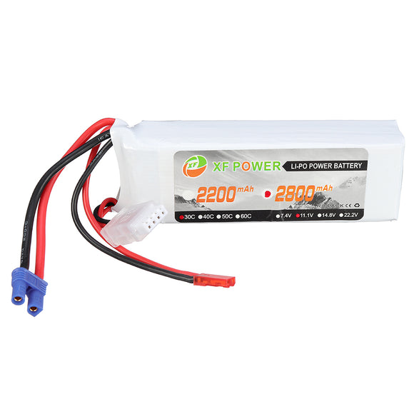 XF POWER 11.1V 2800mAh 30C 3S Lipo Battery EC2 JST Plug for RC Model