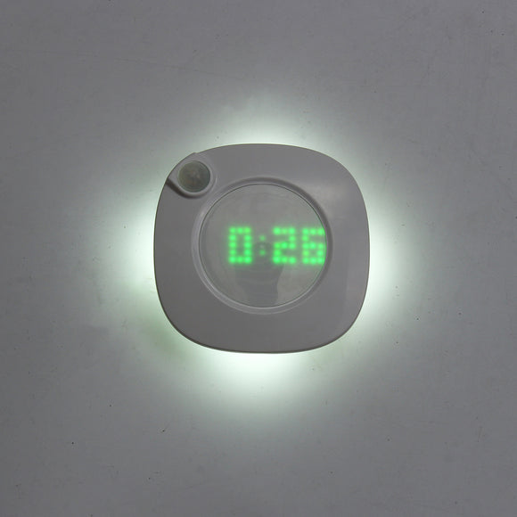 LED PIR Motion Sensor Closet Night Light Battery Wardrobe Cabinet Time Display Lamp