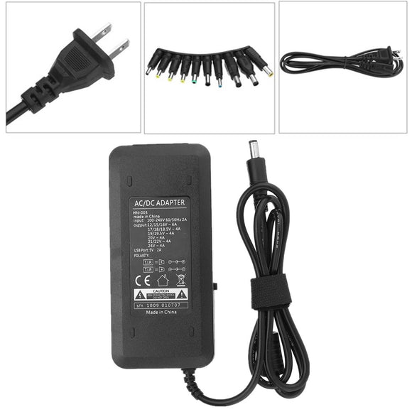 AC100-240V To DC12-24V 2A 120W Adjustable Power Adapter US Plug with 10pcs Swappable Connector