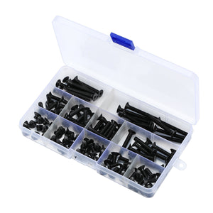 Suleve M5CH5 110Pcs M5 Carbon Steel Screw Hex Socket Flat Head 10.9 Grade 6-40mm Bolt Assortment