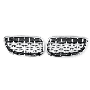 2PCS Front Grill Grille Chrome Diamond Meteor For BMW 3 Series E90 E92