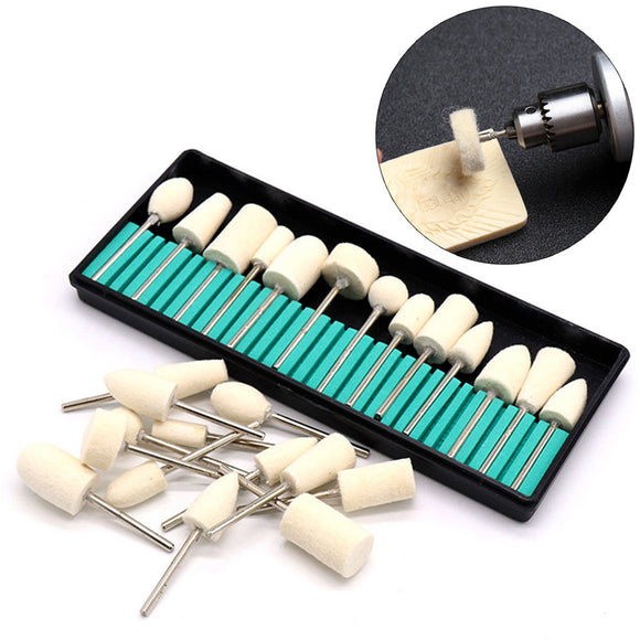 12pcs Wool Burr Bits Drill Kit Manicure Polishing Wheel Rotary Abrasive Tool