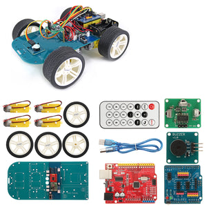 4WD Wireless IR Remote Control Smart Chassis Car Arduino Kit for ATmega328P UNO-R3