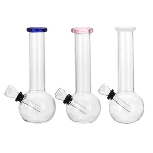 7.5 Transparent Hookah Shisha Smoking Water Pipe Transparent Glass Bong w/ Carb Hole Colored Rims"