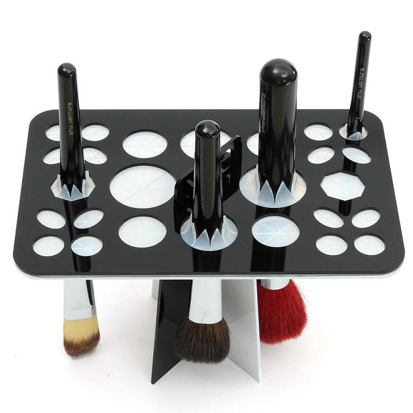 25 Holes Acrylic Makeup Brush Rack Eyeshadow Pen Brushes Dryer Organizer Holder Stand