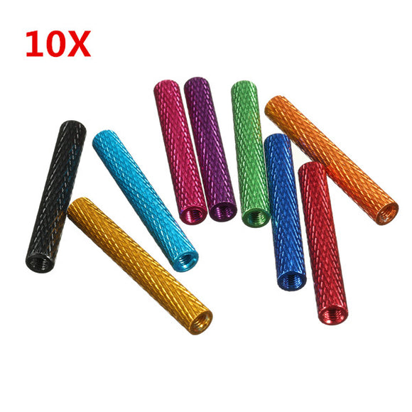 Suleve M3AS8 10Pcs M3x35mm Knurled Standoff Bolt Nut Aluminum Alloy 6061 Multicolours