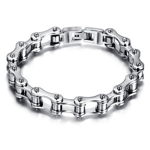 Silver Black Stainless Steel Motorcycle Bike Chain Bracelet For Men