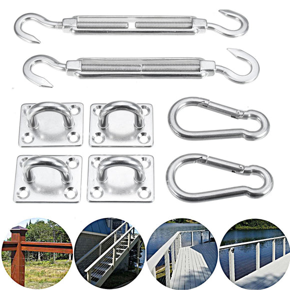 8mm Stainless Steel Turnbuckle with Pad Eyes Snap Spring Hook Shade Sail Canopy Set