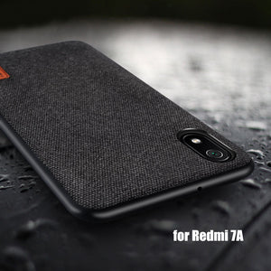 Bakeey Luxury Fabric Splice Soft Silicone Edge Shockproof Protective Case For Xiaomi Redmi 7A 5.45 inch