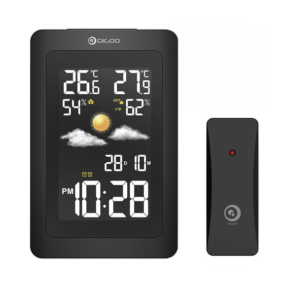 Digoo DG-TH11300 Wireless HD Negative Color Screen USB Outdoor Weather Station VA Glass Hygrometer T