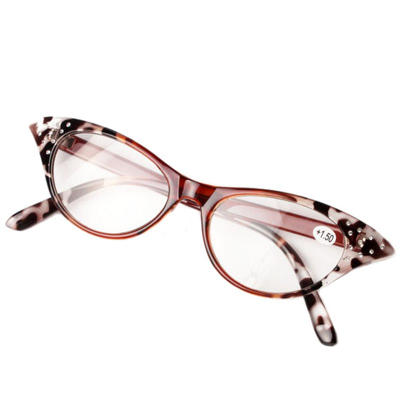 Retro Cat Eye Rhinestone Reading Glasses Anti Fatigue Magnifier Strength 1 1.5 2 2.5 3 3.5