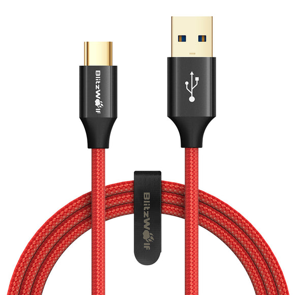 BlitzWolf AmpCore Turbo BW-TC9 3A Braided Durable USB 3.0 to Type-C Charging Data Cable 3ft/0.9m