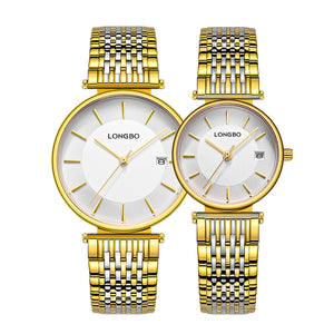 LONGBO 5111 Fashionable Quartz Watch Stainless Steel Strap Couple Watch Gifts