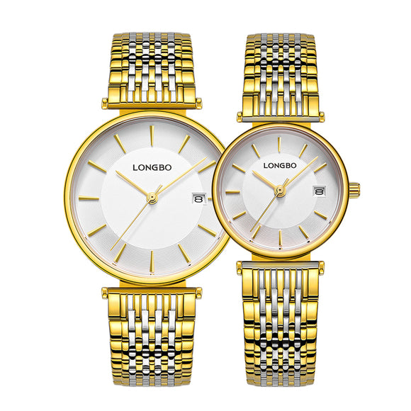 LONGBO 5111 Fashionable Quartz Watch Stainless Steel Strap Couple Watch Gifts