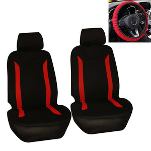 5 PCS Universal Car Double Front Seat Cover Steering Wheel Cover