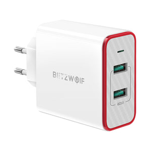 BlitzWolf BW-PL3 36W QC3.0 Dual Ports USB Charger EU Adapter With Power3S Tech