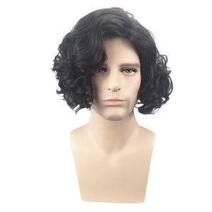 Men Black High Temperature Fiber Synthetic Wigs Cosplay Masquerade Show Halloween Party