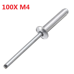 M5 Aluminium Open End Blind Rivets Dome Head with Break Pull Mandrel 100Pcs